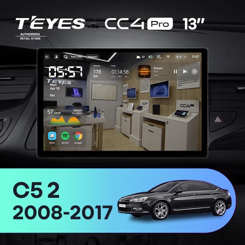 Штатная магнитола Teyes CC4 Pro 8/128 Citroen C5 2 (2008-2017) F2 (0din) F2 (13")