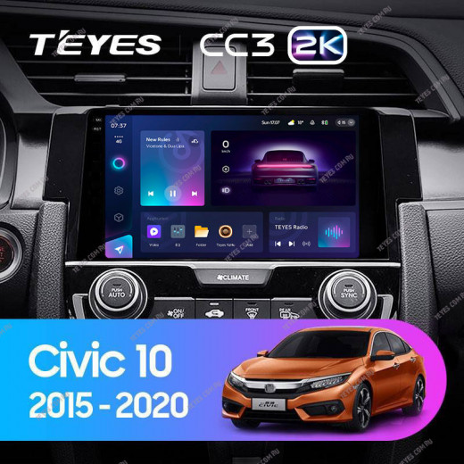 Штатная магнитола Teyes CC3 2K 4/64 Honda Civic 10 FC FK (2015-2020) — 