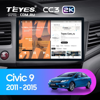 Штатная магнитола Teyes CC3 2K 6/128 Honda Civic 9 FB FK FD (2011-2015) (11&quot;)