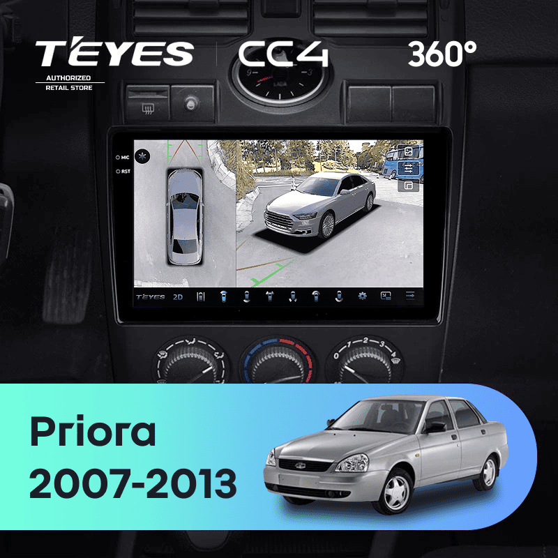 Штатная магнитола Teyes CC4 360 8/128 Lada Priora 1 (2007-2013) F2 (черная)