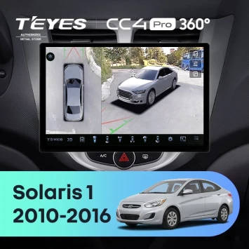 Штатная магнитола Teyes CC4 Pro 360 8/128 Hyundai Solaris 1 (2010-2016) F1 (13")