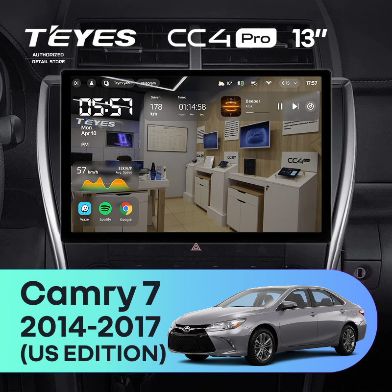Штатная магнитола Teyes CC4 Pro 12/256 Toyota Camry 7 XV 50 55 (2014-2017) (North America) (13&quot;)