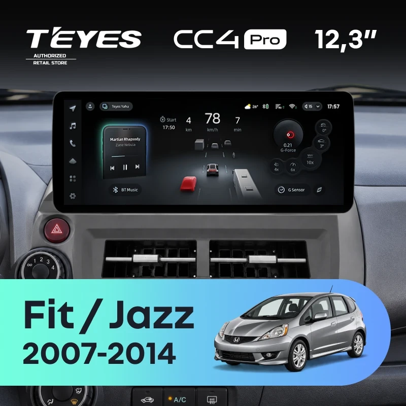 Штатная магнитола Teyes CC4 Pro 12.3" 8/128 Honda Fit 2 GE (2007-2014)