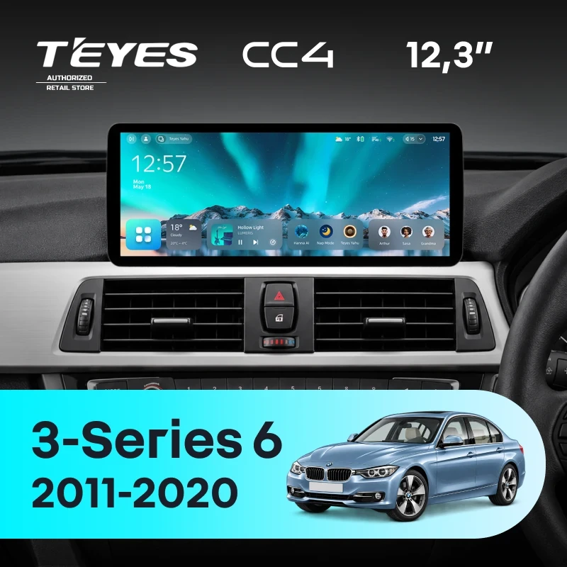 Штатная магнитола Teyes CC4 12.3" 8/128 BMW 3-Series 6 F30 F31 (NBT) (2011-2020) Правый руль