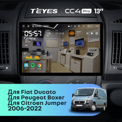 Штатная магнитола Teyes CC4 Pro 8/128 Fiat Ducato 3 (2006-2022) (13&quot;)