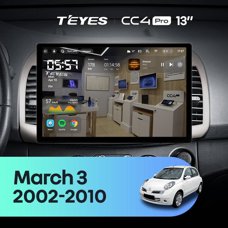 Штатная магнитола Teyes CC4 Pro 8/128 Nissan March 3 K12 (2002-2010) (13&quot;)