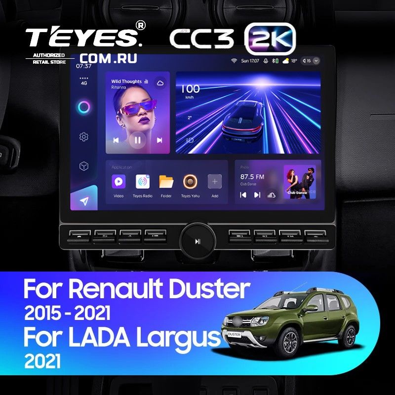 Штатная магнитола Teyes CC3 2K 6/128 Renault Duster (2015-2021) F1 (13&quot; с кнопками)