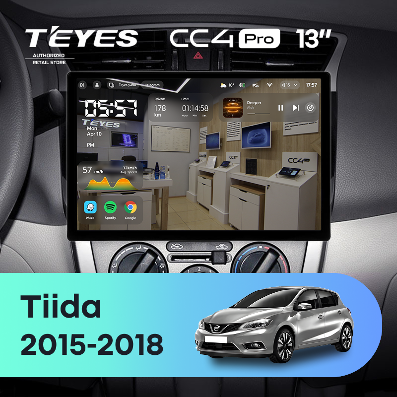 Штатная магнитола Teyes CC4 Pro 8/128 Nissan Tiida C13 (2015-2018) (13&quot;)