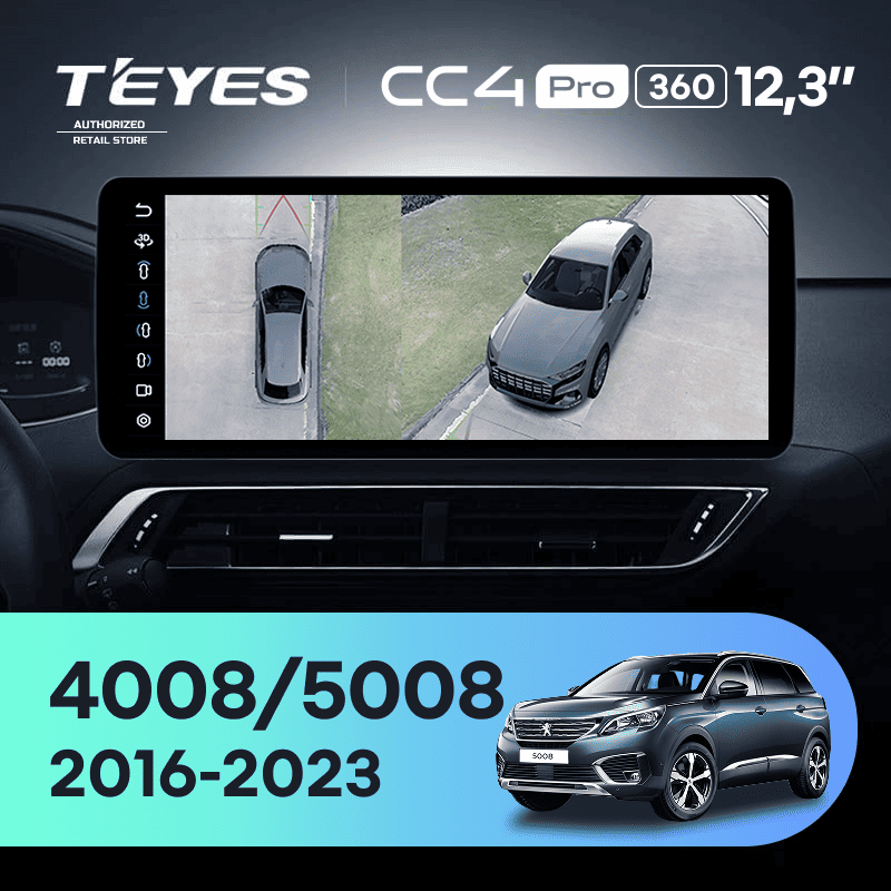 Штатная магнитола Teyes CC4 Pro 12.3" 360 8/128 Peugeot 4008 (2016-2023)
