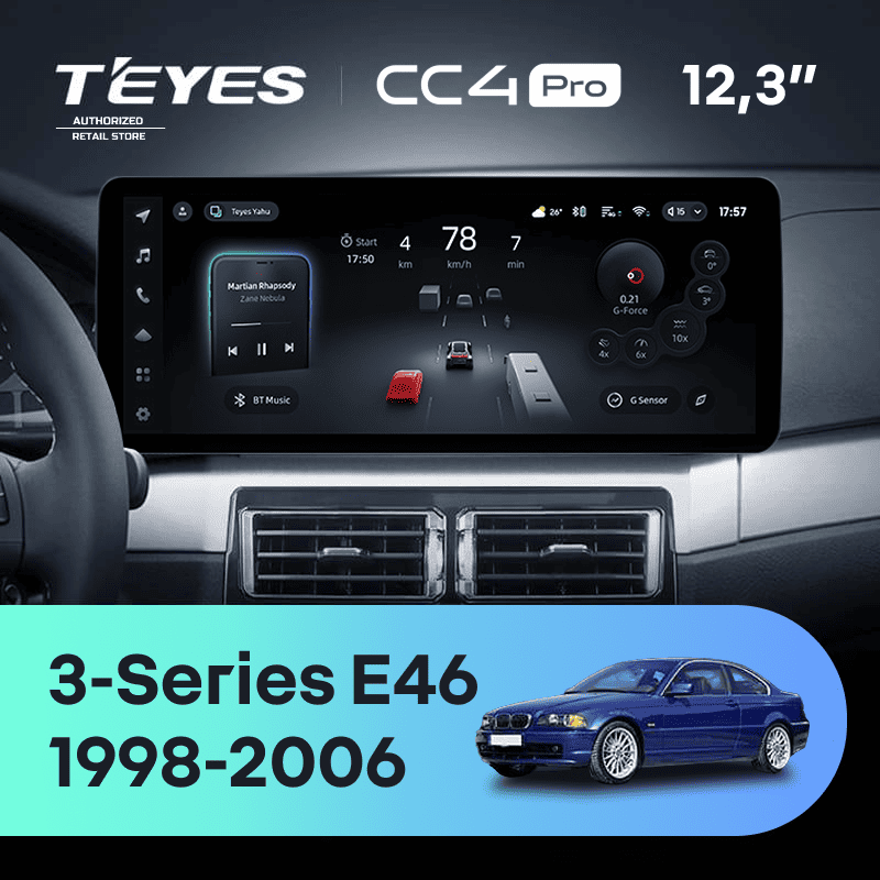 Штатная магнитола Teyes CC4 Pro 12.3" 8/128 BMW 3 серии E46 (1998-2006) Universal