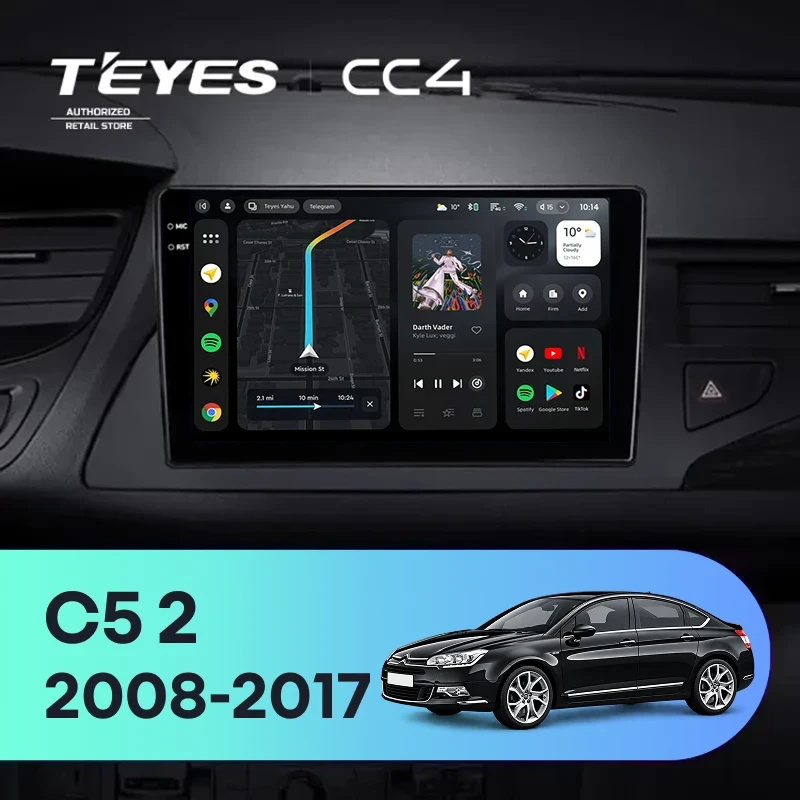 Штатная магнитола Teyes CC4 6/64 Citroen C5 2 (2008-2017) F2 (0din) F2