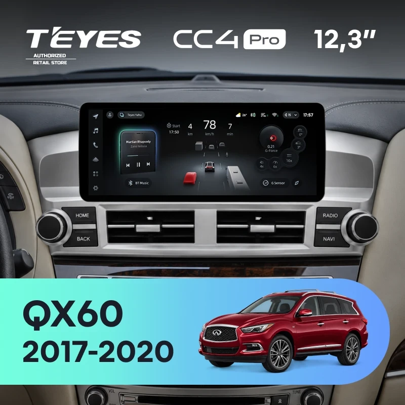Штатная магнитола Teyes CC4 Pro 12.3" 12/256 Infiniti QX60 (2017-2020) (авто с Navi)
