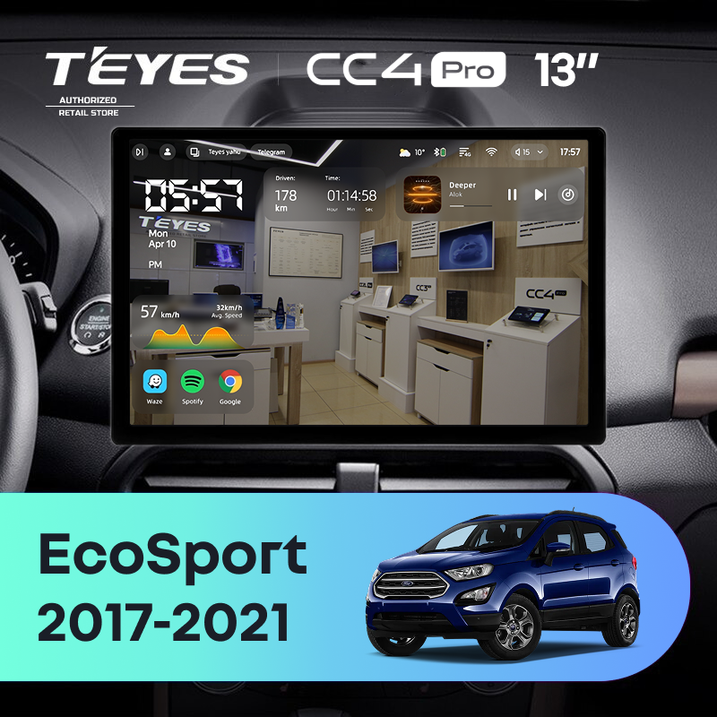 Штатная магнитола Teyes CC4 Pro 8/128 Ford EcoSport (2017-2021) (13&quot;)