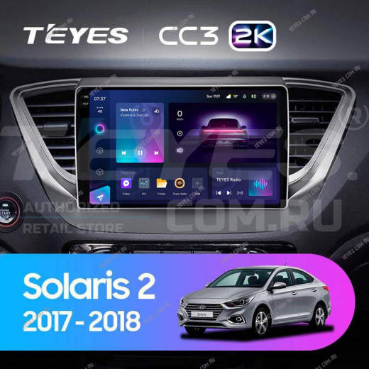 Штатная магнитола Teyes CC3 2K 6/128 Hyundai Solaris 2 (2017-2018) Тип-A — 