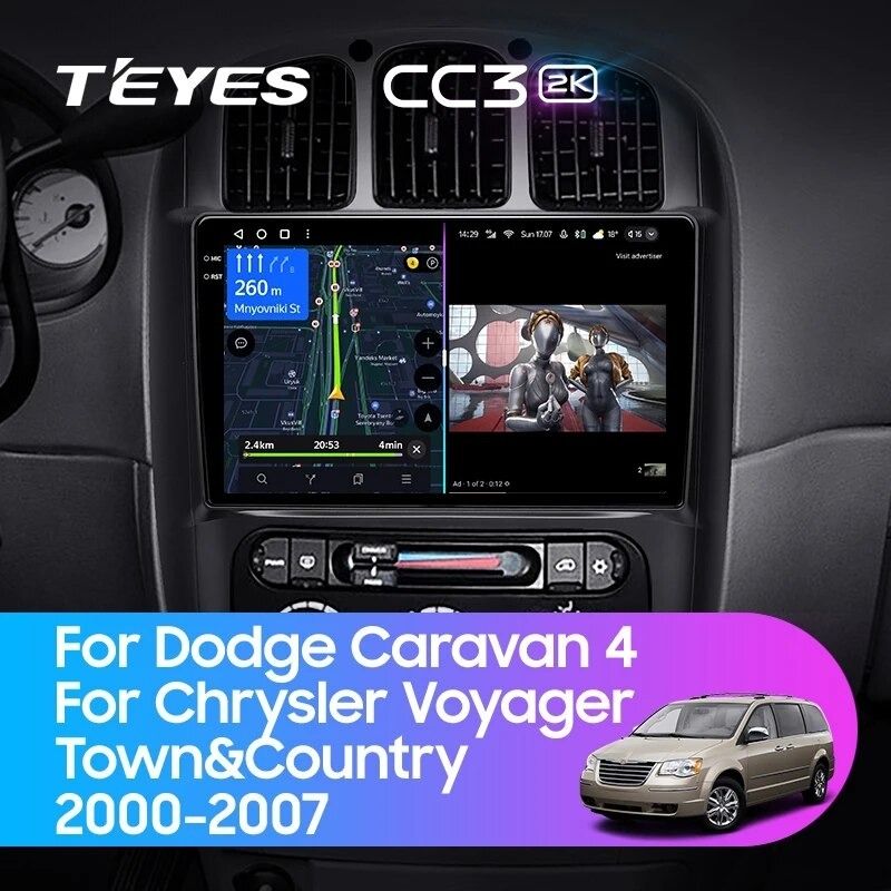 Штатная магнитола Teyes CC3 2K 360 6/128 Chrysler Voyager (2000-2007) Тип-A