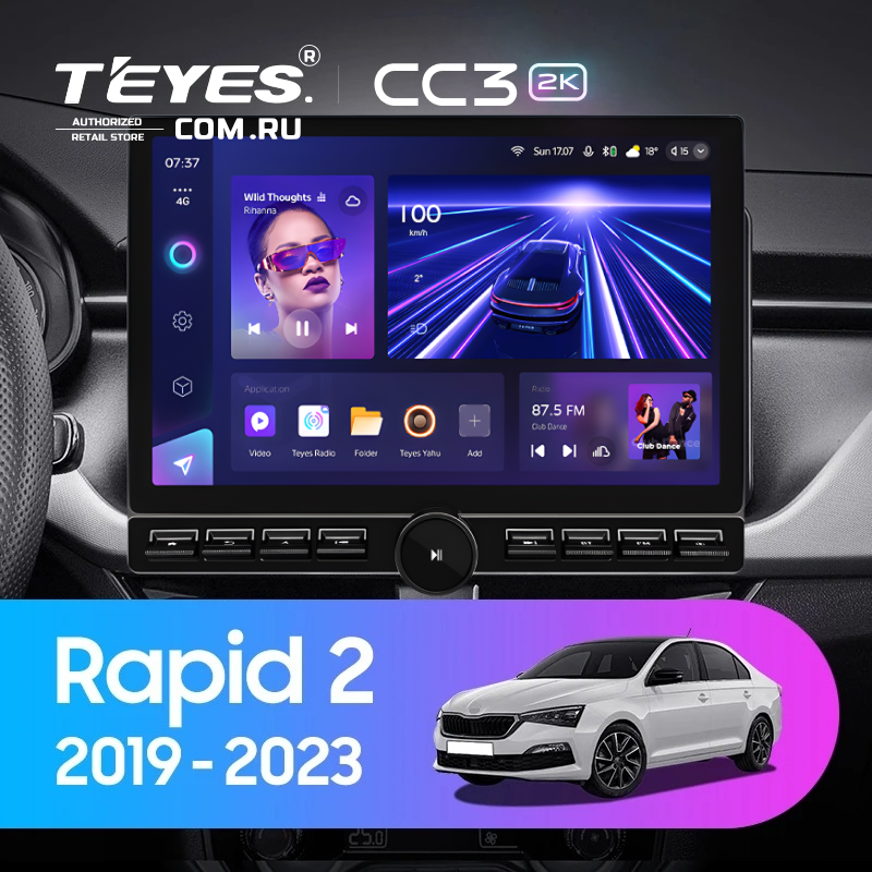 Штатная магнитола Teyes CC3 2K 6/128 Skoda Rapid 2 (2019-2023) (13&quot; с кнопками)