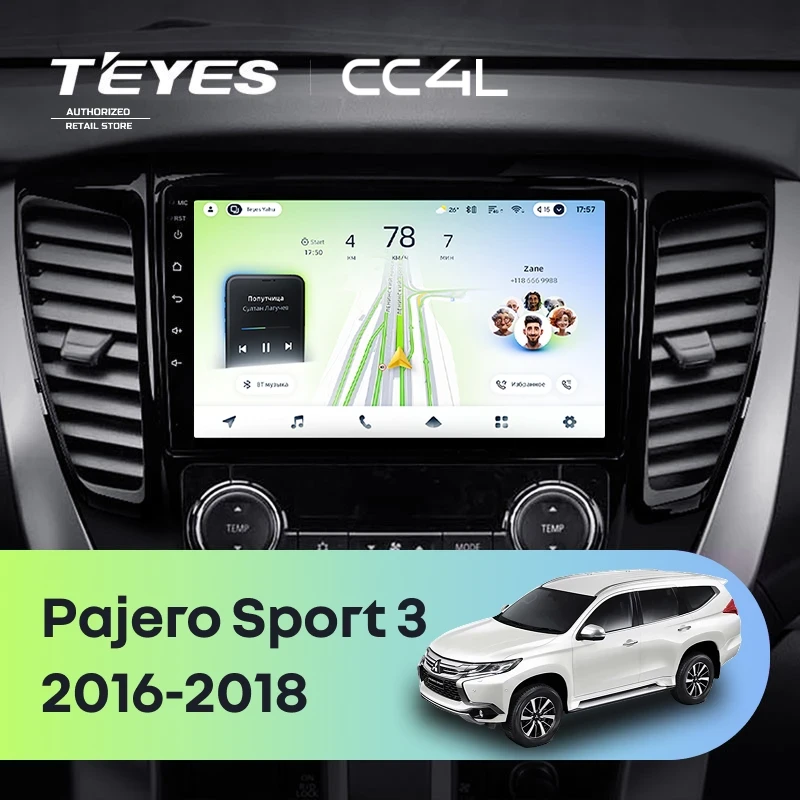 Штатная магнитола Teyes CC4L 4/64 Mitsubishi Pajero Sport 3 (2016-2018)