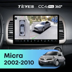 Штатная магнитола Teyes CC4 Pro 360 12/256 Nissan Micra K12 (2002-2010) (11")