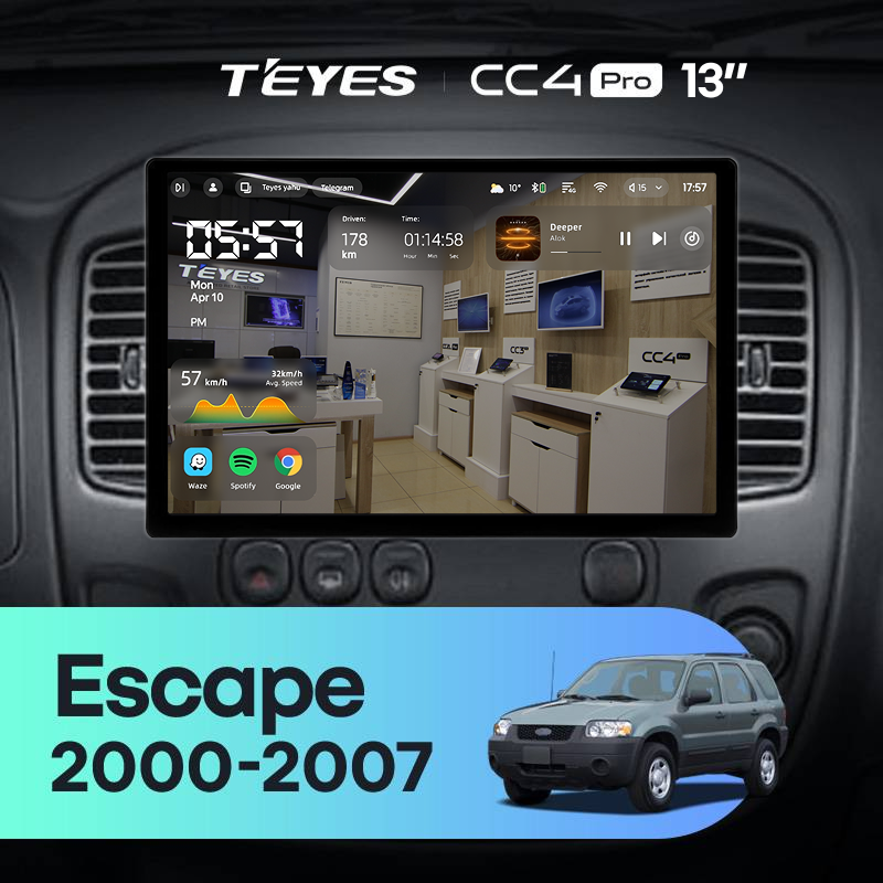 Штатная магнитола Teyes CC4 Pro 8/128 Ford Escape (2000-2007) (13&quot;)