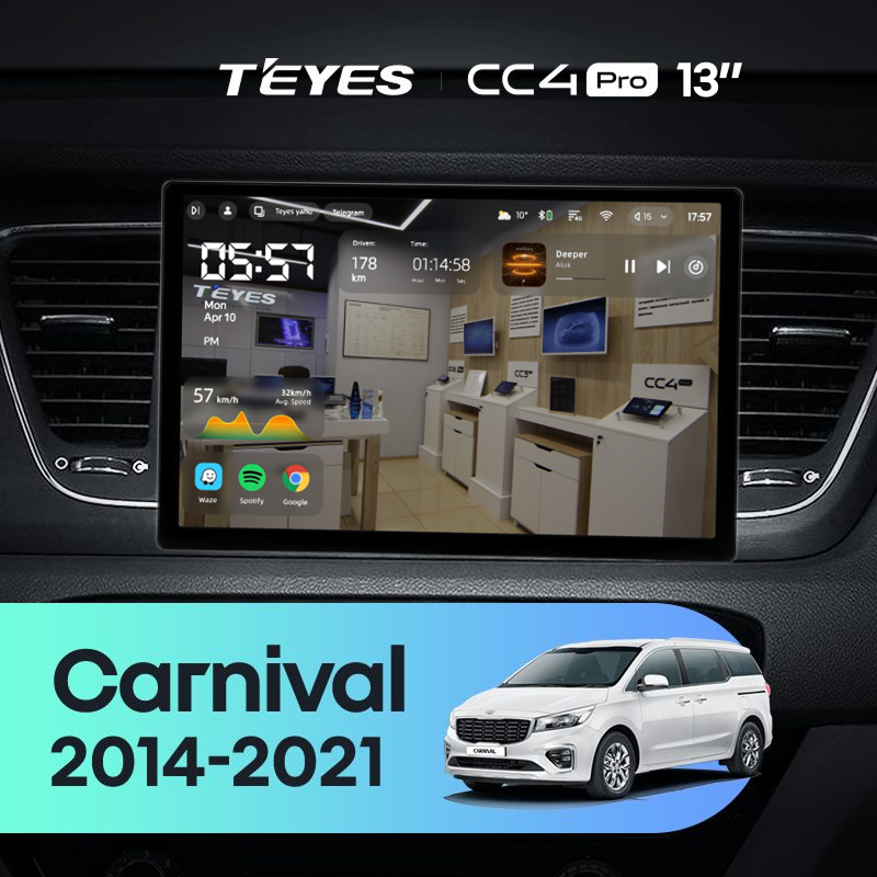 Штатная магнитола Teyes CC4 Pro 8/128 Kia Carnival 3 YP (2014-2021) F2 Тип-B (13&quot;)