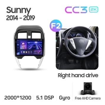 Штатная магнитола Teyes CC3 2K 6/128 Nissan Sunny (2014-2019) F2 Правый руль