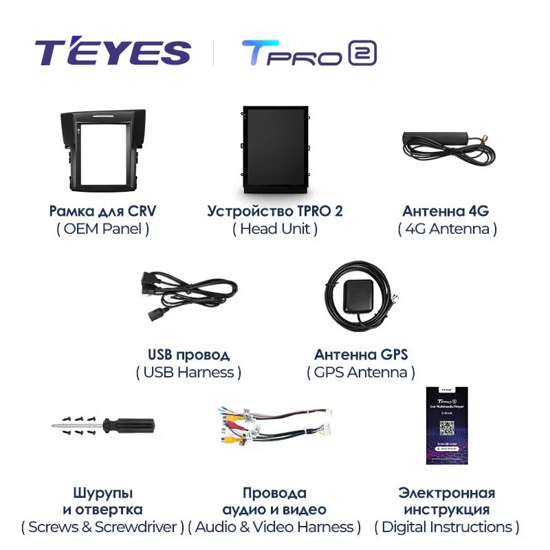Штатная магнитола Tesla style Teyes TPRO 2 6/128 Honda CR-V 4 RM RE (2011-2015) Тип-A