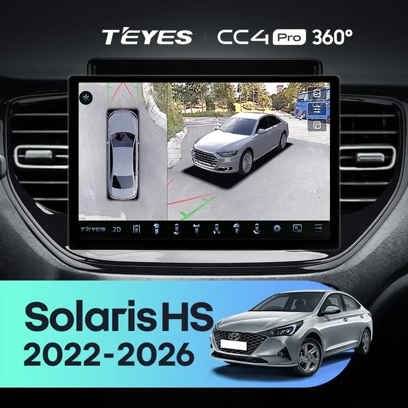 Штатная магнитола Teyes CC4 Pro 360 12/256 Solaris HS (2022-2026) (11")