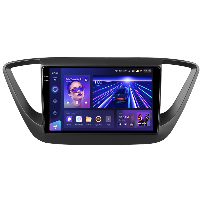 Переходная рамка Hyundai Solaris 2 (2017-2020) (чёрный матовый) F2 Тип-B (9&quot;)