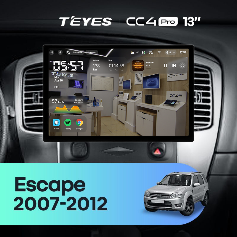 Штатная магнитола Teyes CC4 Pro 8/128 Ford Escape (2007-2012) (13&quot;)
