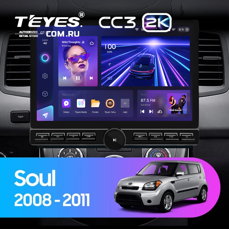 Штатная магнитола Teyes CC3 2K 6/128 Kia Soul 1 (2008-2014) (13&quot; с кнопками)