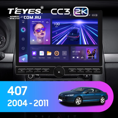 Штатная магнитола Teyes CC3 2K 6/128 Peugeot 407 (2004-2011) F1 (13&quot; с кнопками)