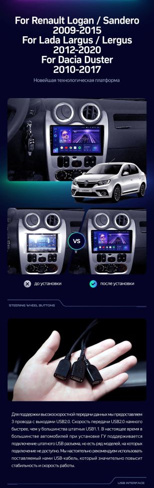 Штатная магнитола Teyes CC3 4/32 Renault Logan 1 (2010-2015)