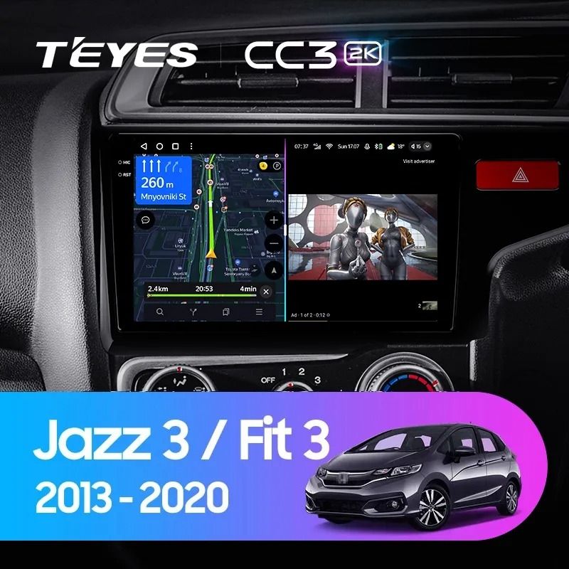 Штатная магнитола Teyes CC3 2K 360 6/128 Honda Jazz 3 (2015-2020) Тип-B Правый руль