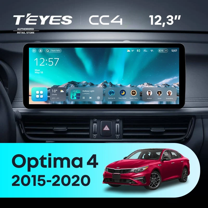 Штатная магнитола Teyes CC4 12.3" 6/64 Kia Optima 4 JF (2015-2020) Тип-A