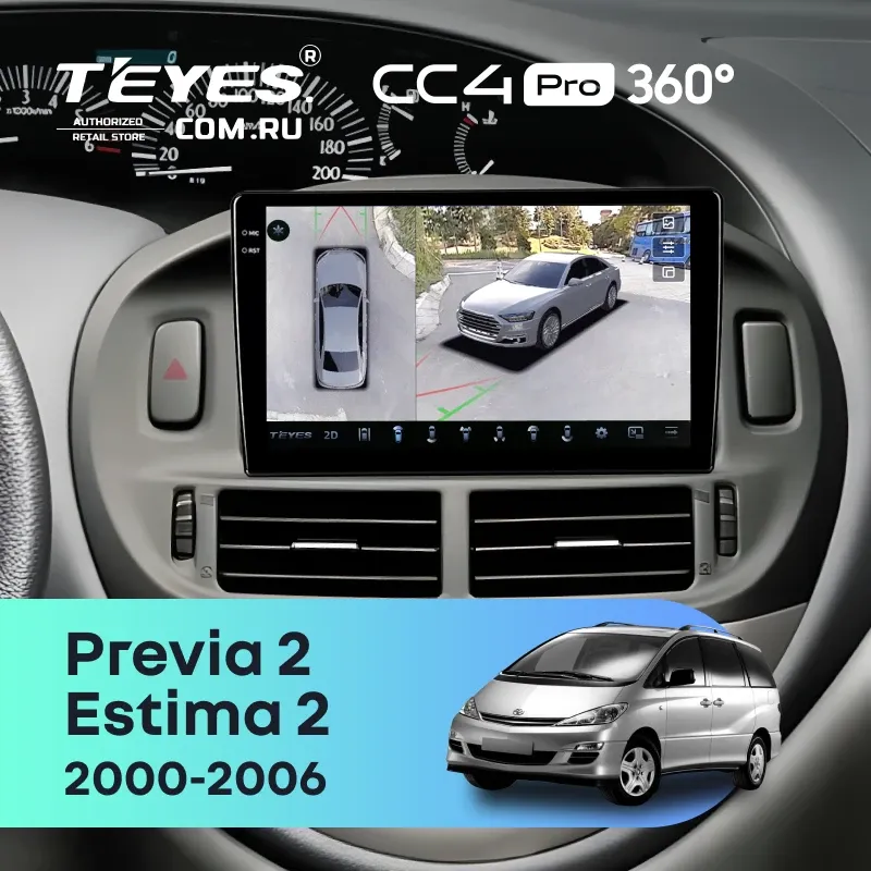 Штатная магнитола Teyes CC4 Pro 360 12/256 Toyota Estima 2 (2000-2006)