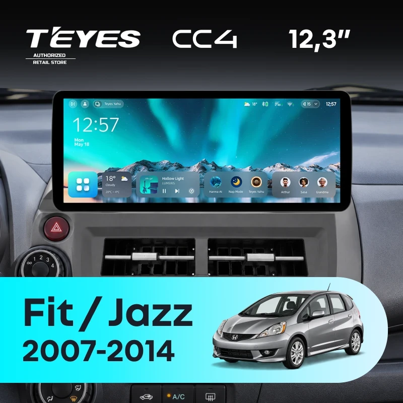 Штатная магнитола Teyes CC4 12.3" 8/128 Honda Fit 2 GE (2007-2014)
