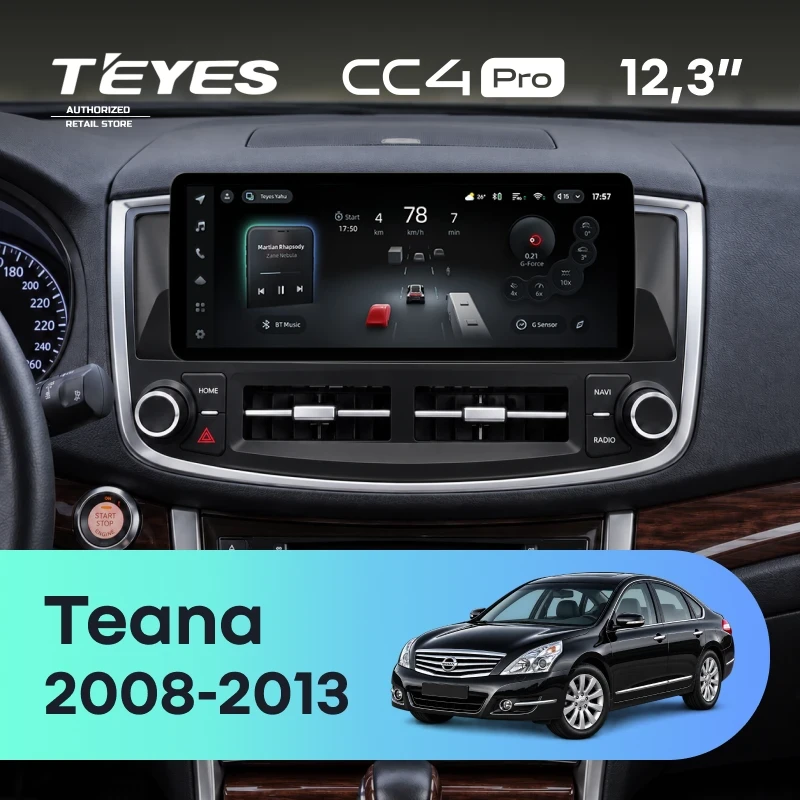 Штатная магнитола Teyes CC4 Pro 12.3" 8/128 Nissan Teana J32 (2008-2013)