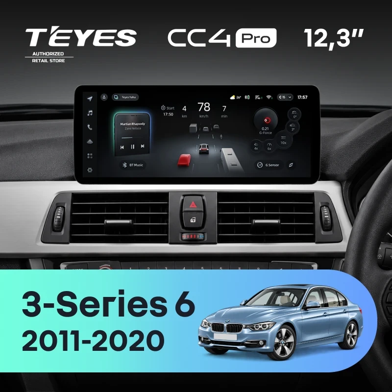 Штатная магнитола Teyes CC4 Pro 12.3" 8/128 BMW 3-Series 6 F30 F31 (NBT) (2011-2020) Правый руль
