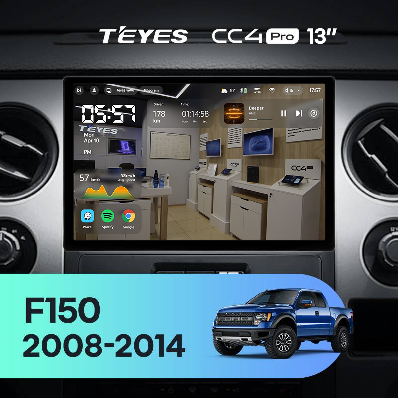 Штатная магнитола Teyes CC4 Pro 8/128 Ford F150 P415 Raptor (2008-2014) F2 (13&quot;)