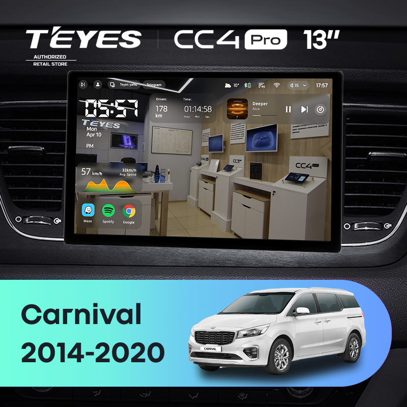 Штатная магнитола Teyes CC4 Pro 8/128 Kia Carnival YP (2014-2021) F1 Тип-B (13")