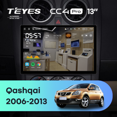 Штатная магнитола Teyes CC4 Pro 8/128 Nissan Qashqai 1 J10 (2006-2013) F1 (13&quot;)
