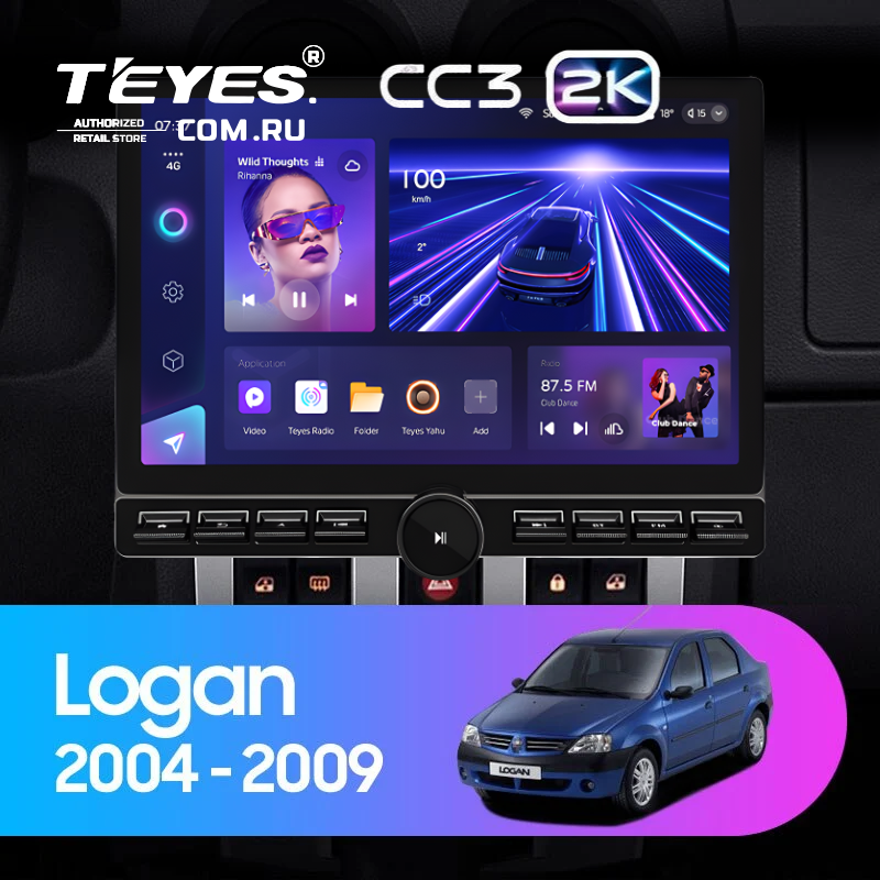 Штатная магнитола Teyes CC3 2K 6/128 Renault Logan 1 (2004-2009) (13&quot; с кнопками)