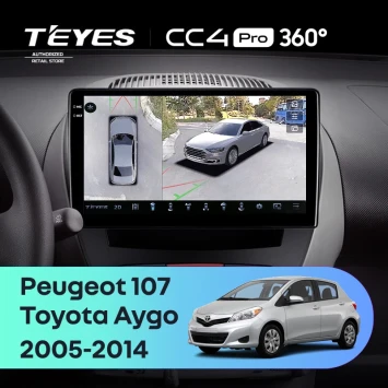 Штатная магнитола Teyes CC4 Pro 360 8/128 Peugeot 107 (2005-2014)