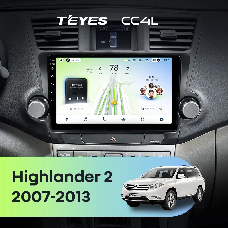 Штатная магнитола Teyes CC4L 6/64 Toyota Highlander 2 XU40 (2007-2013) F3 9"