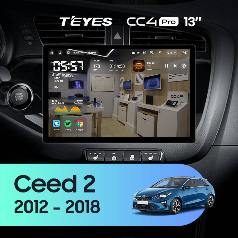 Штатная магнитола Teyes CC4 Pro 8/128 Kia Ceed 2 JD (2012-2018) (13&quot;)