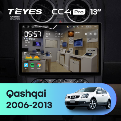 Штатная магнитола Teyes CC4 Pro 8/128 Nissan Qashqai 1 J10 (2006-2013) F2 (13&quot;)