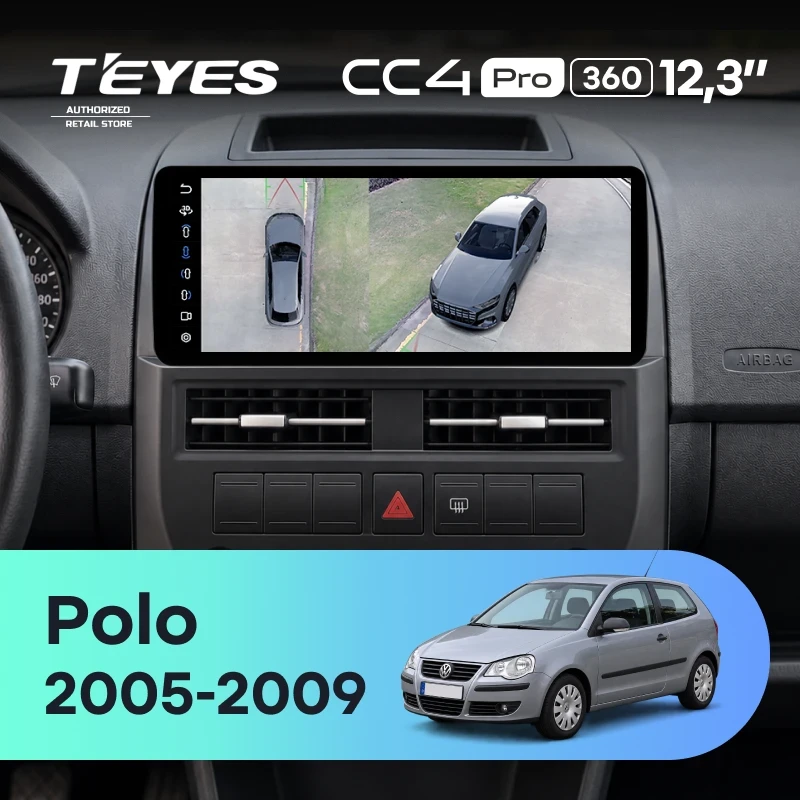 Штатная магнитола Teyes CC4 Pro 12.3" 360 8/128 Volkswagen Polo Mk4 (2005-2009)