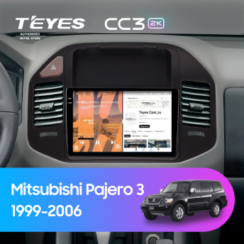 Штатная магнитола Teyes CC3 2K 360 6/128 Mitsubishi Pajero 3 (1999-2006) (черная)
