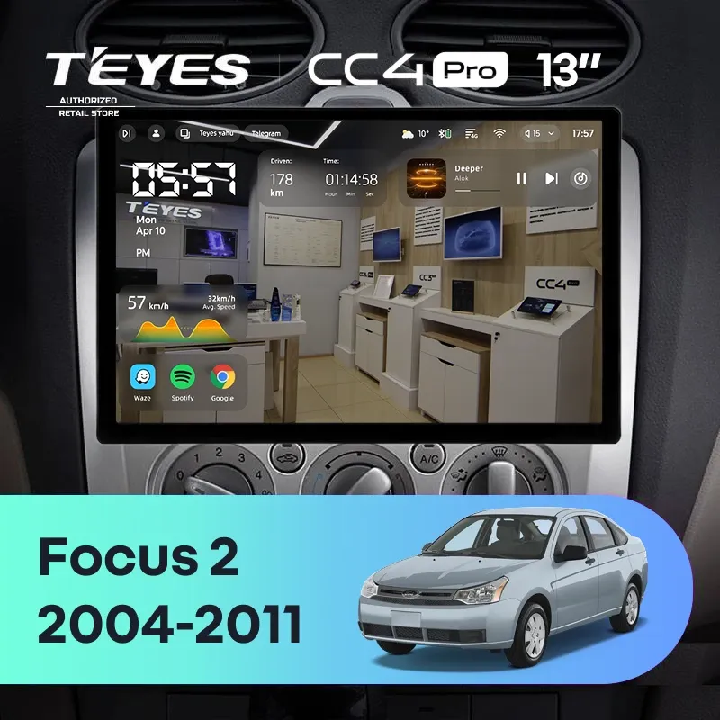 Штатная магнитола Teyes CC4 Pro 8/128 Ford Focus 2 Mk 2 (2004-2011) F1 (13")