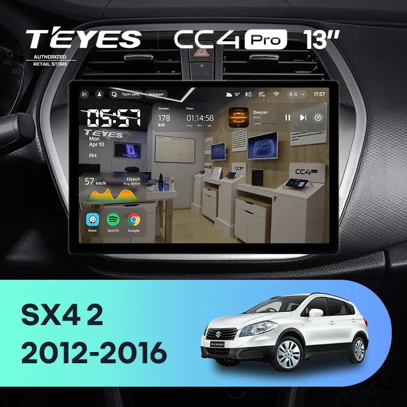 Штатная магнитола Teyes CC4 Pro 8/128 Suzuki SX4 2 (2012-2016) (13")
